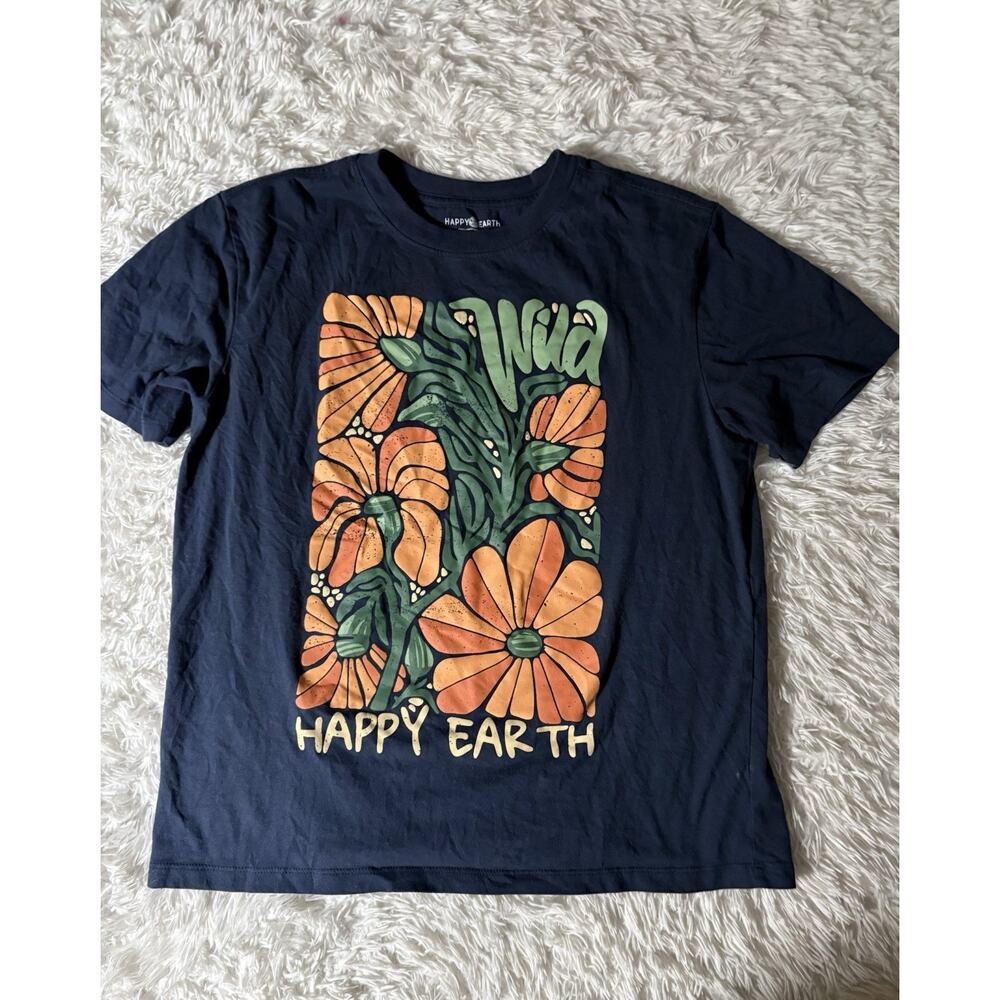 Happy Earth Women’s Sz. XL Deep Just Graphic Flower Tee. Cute, Soft